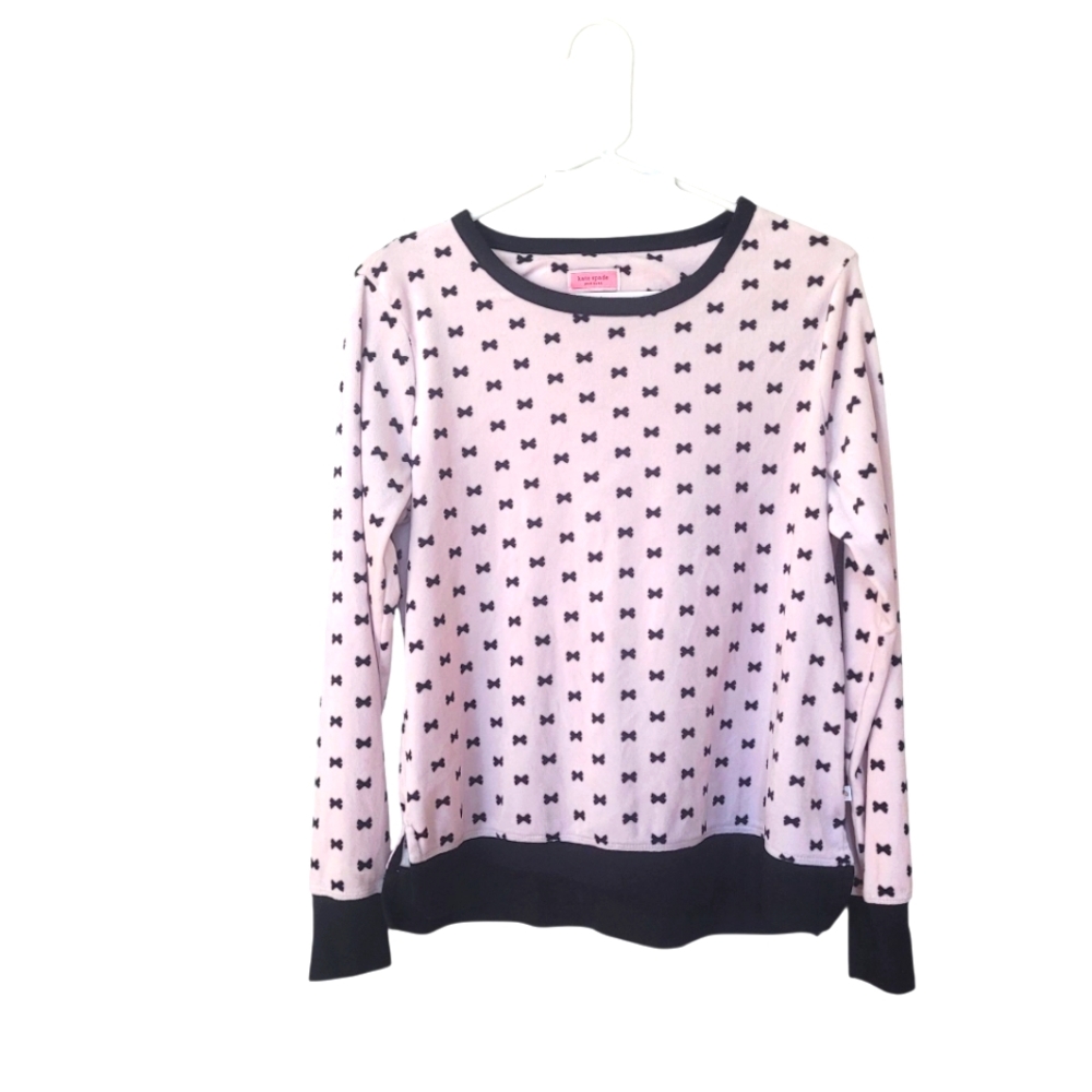Kate Spade Bow design Plush Soft PJ top,Pink Black